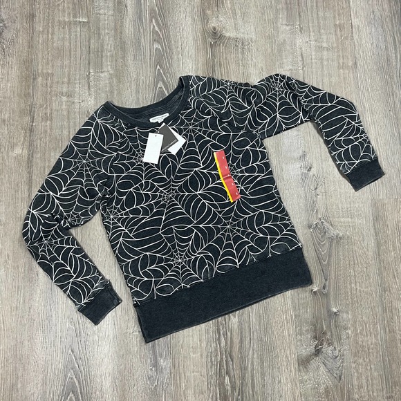 Grayson Threads Women's Halloween Spiderweb Black Sweatshirt - Small - NWT